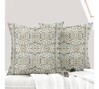 ECZOIL Lot de 2 Housse de Coussin 60x60 cm Boho Ethnique Vintage Housses Coussins Décoratifs Taie d'oreiller 24x24 inch pour Maison Salon Chambre - Gris Jaune