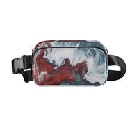 Ed and Blue Marble Texture Cute Crossbody Bag Anti Theft Waist Pack for Women Men Small with Adjustable Strap for Travel Vacances Running Mandiles para mujer de cocina, Texture marbre bleu, Moderne