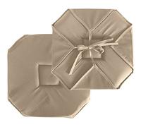 ED ENJOY HOME Galette de Chaise à Rabat, 40x40 cm, Beige Naturel, avec Nouettes, 100% Polyester, Tissu Certifié Oeko-TEX, Satinée, Collection Basic
