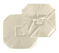 ED ENJOY HOME Galette de Chaise à Rabat, 40x40 cm, Ecru, avec Nouettes, 100% Polyester, Tissu Certifié Oeko-TEX, Satinée, Collection Basic