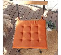 ED ENJOY HOME Galette de Chaise Extérieur & Intérieur, Orange Cognac, 40x40cm, déperlant traité Anti-UV, pour Jardin Terrasse, Epaisseur 3cm, avec Rubans Nouettes, Collection Waltz