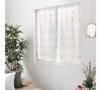 ED ENJOY HOME Paire de Vitrage Passe Tringle, Blanc, 60x160cm, Motif Argent Rond Brodé, 100% Polyester, Collection Smarties