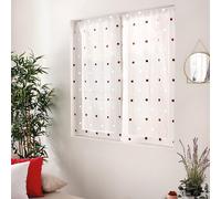 ED ENJOY HOME Paire de Vitrage Passe Tringle, Blanc, 60x160cm, Motif Bordeaux Rond Brodé, 100% Polyester, Collection Smarties