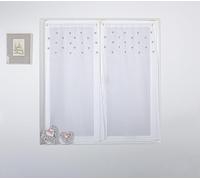ED ENJOY HOME Paire de vitrages Blanc 60×120 cm, Passe Tringle, Broderie Cœurs Gris, pour Chambre et Salon