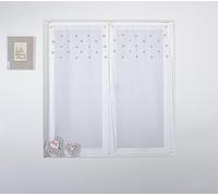 ED ENJOY HOME Paire de vitrages Blanc 60×160 cm, Passe Tringle, Broderie Cœurs Gris, pour Chambre et Salon