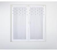 ED ENJOY HOME Paire de vitrages Blanc 60×90 cm, Passe Tringle, Broderie Cœurs Gris, pour Chambre et Salon