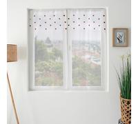ED ENJOY HOME Paire de vitrages Blanc 60×90 cm, Passe Tringle, Broderie Cœurs Rouge, pour Chambre et Salon