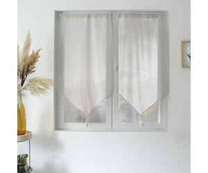 ED ENJOY HOME Paire de vitrages Blanc 60x120cm, Passe Tringle, Lin et Polyester, Protège des Regards extérieurs, pour Chambre et Salon