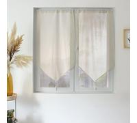 ED ENJOY HOME Paire de vitrages Ecru 60x120cm, Passe Tringle, Lin et Polyester, Protège des Regards extérieurs, pour Chambre et Salon