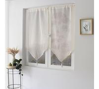 ED ENJOY HOME Paire de vitrages Ecru 60x90cm, Passe Tringle, Lin et Polyester, Protège des Regards extérieurs, pour Chambre et Salon