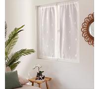 ED ENJOY HOME Paire de Vitrages, Voilages Passe Tringle, 60x90cm, Blanc, Broderie Blanche, 100% Polyester Etamine, Collection Telline