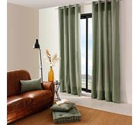 ED Enjoy Home Rideau avec Œillets argentés, 135x240cm, Vert Argile, 100% Coton, Tissu Certifié Oeko-TEX, Collection Panama