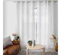 ED ENJOY HOME Rideau Blanc 140×240 cm, Œillets Métal, Tissu Microfibre, Aspect Voile de Coton, pour Chambre et Salon