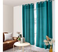 ED ENJOY HOME Rideau Bleu Canard 140×240 cm, Œillets Métal, Tissu Microfibre, Aspect Voile de Coton, pour Chambre et Salon