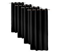 ED ENJOY HOME Rideau Décoratif à Œillets argentés, 140x240 cm, Noir, 100% Polyester, Satiné, Collection Basic (Lot de 4)