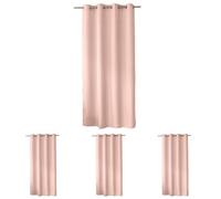ED ENJOY HOME Rideau Décoratif à Œillets argentés, 140x240 cm, Rose, 100% Polyester, Satiné, Collection Basic (Lot de 4)
