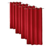 ED ENJOY HOME Rideau Décoratif à Œillets argentés, 140x240 cm, Rouge, 100% Polyester, Satiné, Collection Basic (Lot de 4)