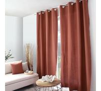 ED ENJOY HOME Rideau Décoratif pour la Maison Salon et Chambre, Facile à Poser avec Œillets, Taille Standard 140x240 cm, Terracotta, en Coton, Collection Cambria