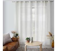 ED ENJOY HOME Rideau Ecru 140×240 cm, Œillets Métal, Tissu Microfibre, Aspect Voile de Coton, pour Chambre et Salon