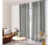 ED ENJOY HOME Rideau Gris Clair 140×240 cm, Œillets Métal, Tissu Microfibre, Aspect Voile de Coton, pour Chambre et Salon