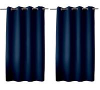 ED ENJOY HOME Rideau Obscurcissant avec Œillets argentés, Bleu Marine, 140x180cm, 100% Polyester, Tissu Certifié Oeko-TEX, Collection Réglisse (Lot de 2)