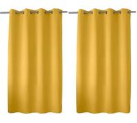ED ENJOY HOME Rideau Obscurcissant avec Œillets argentés, Jaune, 140x180cm, 100% Polyester, Tissu Certifié Oeko-TEX, Collection Réglisse (Lot de 2)