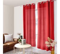ED ENJOY HOME Rideau Rouge 140×240 cm, Œillets Métal, Tissu Microfibre, Aspect Voile de Coton, pour Chambre et Salon