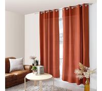 ED ENJOY HOME Rideau Terre Cuite 140×240 cm, Œillets Métal, Tissu Microfibre, Aspect Voile de Coton, pour Chambre et Salon
