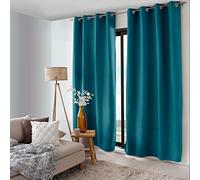 ED Enjoy Home Rideau Thermique Occultant avec Œillets, Bleu Canard, 135x240cm, 100% Polyester, Velours Tramé, Doublure Polaire, Collection Nordica