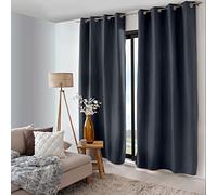 ED ENJOY HOME Rideau Thermique Occultant avec Œillets, Gris Foncé, 135x240cm, 100% Polyester, Velours Tramé, Doublure Polaire, Collection Nordica