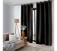 ED ENJOY HOME Rideau Thermique Occultant avec Œillets, Noir, 135x240cm, 100% Polyester, Velours Tramé, Doublure Polaire, Collection Nordica