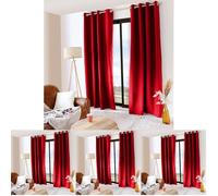 ED ENJOY HOME Rideau Thermique Occultant avec Œillets, Rouge, 140x240cm, 100% Polyester, Tissu satiné, Doublure Polaire, Collection Glacier (Lot de 4)