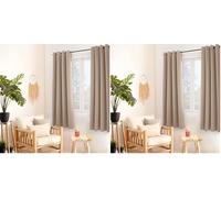 ED ENJOY HOME Rideau Thermique Occultant Beige Naturel 135×180 cm, Œillets Métal, Anti-Chaleur, Anti-Froid, pour Chambre et Salon (Lot de 2)