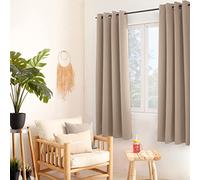 ED ENJOY HOME Rideau Thermique Occultant Beige Naturel 135×180 cm, Œillets Métal, Anti-Chaleur, Anti-Froid, pour Chambre et Salon