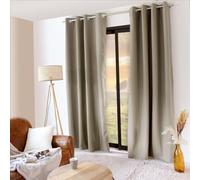 ED ENJOY HOME Rideau Thermique Occultant Beige Naturel 135×240 cm, Œillets Métal, Anti-Chaleur, Anti-Froid, pour Chambre et Salon