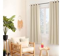 ED ENJOY HOME Rideau Thermique Occultant Ecru 135×180 cm, Œillets Métal, Anti-Chaleur, Anti-Froid, pour Chambre et Salon