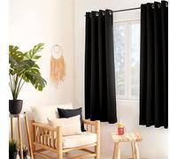 ED ENJOY HOME Rideau Thermique Occultant Noir 135×180 cm, Œillets Métal, Anti-Chaleur, Anti-Froid, pour Chambre et Salon