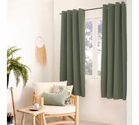 ED ENJOY HOME Rideau Thermique Occultant Vert Gris 135×180 cm, Œillets Métal, Anti-Chaleur, Anti-Froid, pour Chambre et Salon