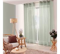 ED Enjoy Home Rideau Voilage Ajourés avec Œillets, 140x240cm, Vert Céladon, 100% Polyester, Tissu Certifié Oeko-TEX, Collection Jelly