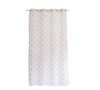 ED ENJOY HOME Voilage avec Œillets, Blanc, 140x240cm, Motif Gris/Rose Rond Brodé, 100% Polyester, Collection Smarties