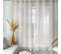 ED ENJOY HOME Voilage Blanc 140x240cm, Œillet Métal, Lin et Polyester, Protège des Regards extérieurs, pour Chambre et Salon