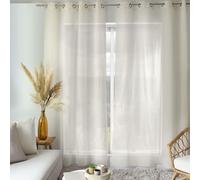 ED ENJOY HOME Voilage Ecru 140x240cm, Œillet Métal, Lin et Polyester, Protège des Regards extérieurs, pour Chambre et Salon