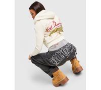 Ed Hardy Flame Tiger Cropped Full Zip Hoodie - Blanc L
