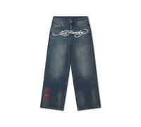 Ed Hardy Jean 'Tattoo City Tiger' bleu foncé / moutarde / rouge / blanc, Taille 34