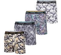 ED HARDY Lot de 4 boxers pour homme en tissu doux, fermeture à enfiler, lavables en machine, confortables et extensibles, Lot de 4 - Benjamins, pistes, crânes, silhouette, X-Large