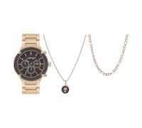 ED HARDY M0264G-42-G27 Ensemble montre et collier pour homme Doré 3 pièces
