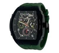 ED HARDY Montre Homme Tonneau Noir avec Bracelet Silicone Vert 50782B-42-G22