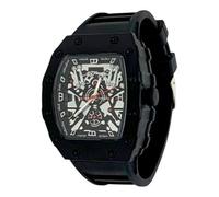 ED HARDY Montre Homme Tonneau Noir Bracelet Silicone Noir 50781B-42-G02