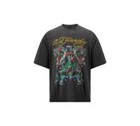 Ed Hardy T-Shirt 'Battle Of The Dragons' citron vert / graphite / sapin / blanc, Taille L
