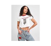 Ed Hardy T-shirt Skull Diamante Ringer - White L